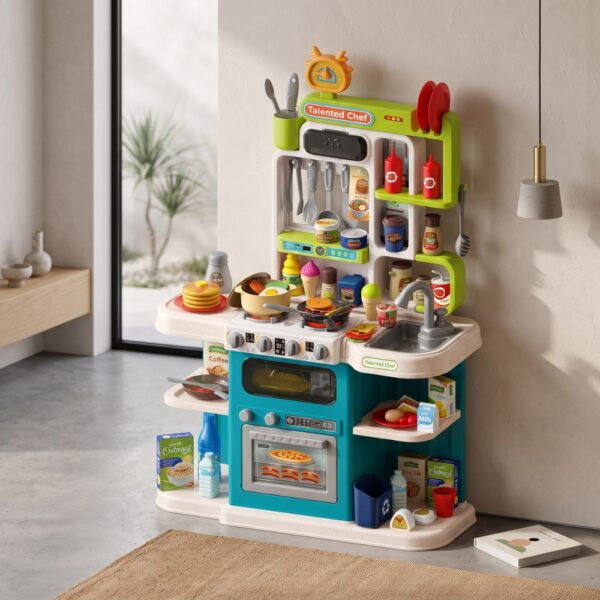Home Chef Kids Kitchen Play Set with Real Steam & Running Water - 95 Pcs