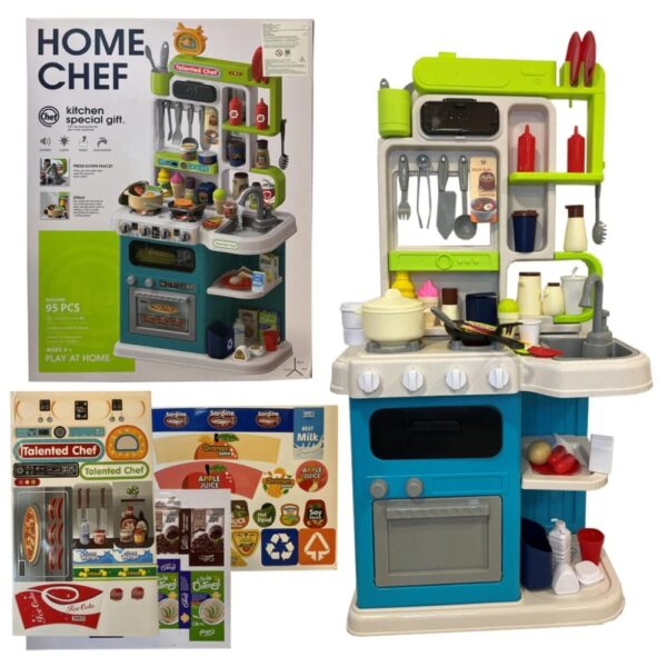 Home Chef Kids Kitchen Play Set with Real Steam & Running Water - 95 Pcs