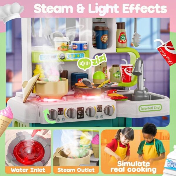 Home Chef Kids Kitchen Play Set with Real Steam & Running Water - 95 Pcs
