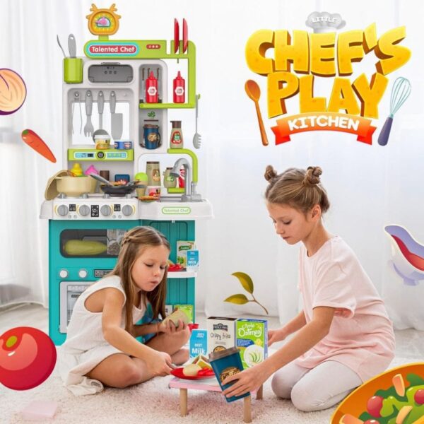 Home Chef Kids Kitchen Play Set with Real Steam & Running Water - 95 Pcs