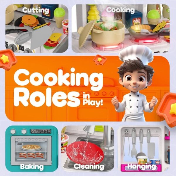 Home Chef Kids Kitchen Play Set with Real Steam & Running Water - 95 Pcs