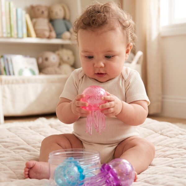 NeeDoh Jelly Squish Stress Toy – Glitter Jellyfish Fidget Toy