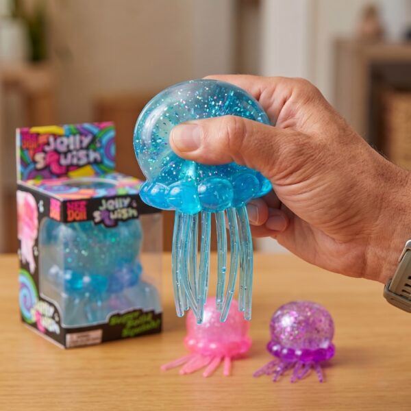 NeeDoh Jelly Squish Stress Toy – Glitter Jellyfish Fidget Toy